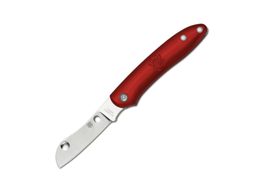 Classic Folding Knives * | Spyderco Roadie Red Plain Opening Sales